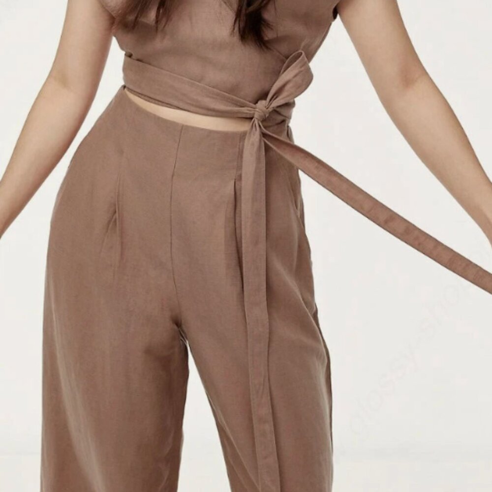 Wilfred Mauve Wrap Jumpsuit 100% linen– S/XS